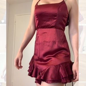 Maroon satin dress